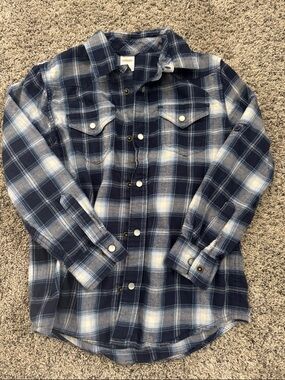Gymboree Navy & White Plaid Button-Down Shirt